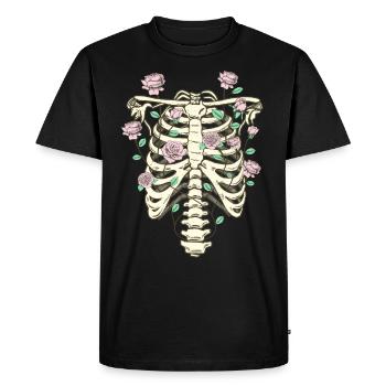 Cottagecore Aesthetic Skeleton Thorax Roses - Men's Premium Organic T-Shirt - black - Front - Nico (187cm)