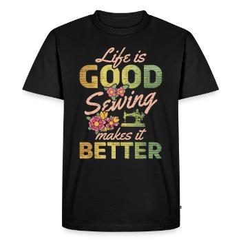 La vie dans les égouts est bonne la couture le rend meilleur - T-shirt Premium bio Homme - noir - Devant - Nico (187cm)