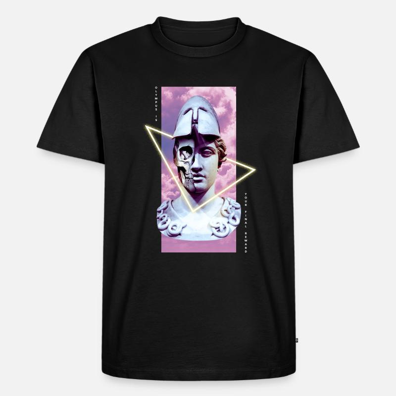 Griechische Krieger Vaporwave Statue - Männer Premium Bio T-Shirt - Schwarz