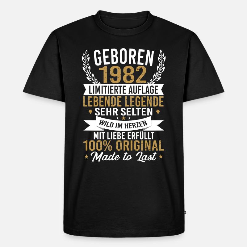 Geboren 1982 - Männer Premium Bio T-Shirt - Schwarz