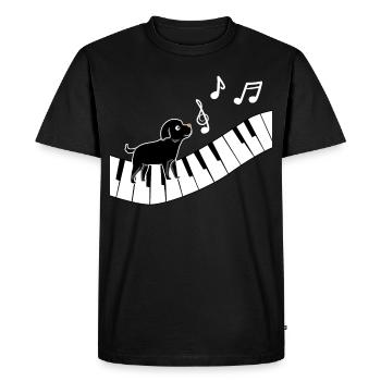 Piano Chien Piano I Drôles d’Animaux | Musique - T-shirt Premium bio Homme - noir - Devant - Nico (187cm)