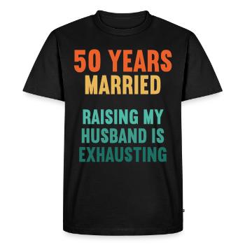 50 ans marié drôle 50e anniversaire de mariage - T-shirt Premium bio Homme - noir - Devant - Nico (187cm)