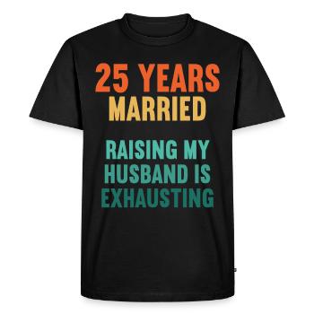 25 ans marié drôle 25ème anniversaire de mariage - T-shirt Premium bio Homme - noir - Devant - Nico (187cm)