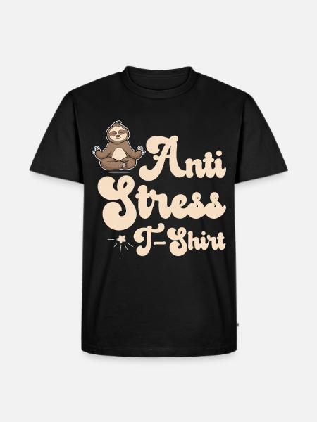 Anti-Stress T-Shirt mit Faultier - Männer Premium Bio T-Shirt - Schwarz
