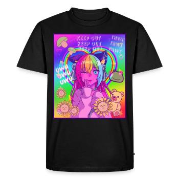 Kidcore Aesthetic Vaporwave Anime Girl Neko UWU - Men's Premium Organic T-Shirt - black - Front - Nico (187cm)