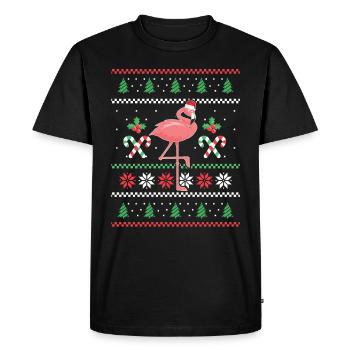 Noël Santa Flamingo Noël Pink Bird Animal - T-shirt Premium bio Homme - noir - Devant - Nico (187cm)