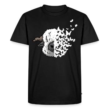 Valais Mouton à nez noir Face Papillon - T-shirt Premium bio Homme - noir - Devant - Nico (187cm)