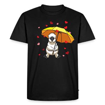 Poulet de soie Poulet domestique avec parapluie et cœurs - T-shirt Premium bio Homme - noir - Devant - Nico (187cm)
