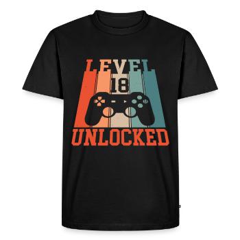 Niveau 18 Débloqué - T-shirt Premium bio Homme - noir - Devant - Nico (187cm)
