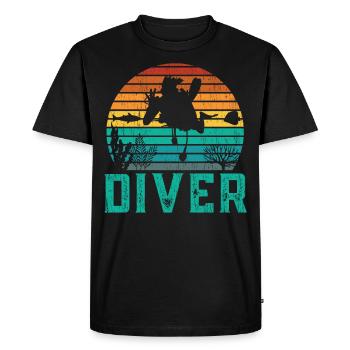 Diver Vintage - Men's Premium Organic T-Shirt - black - Front - Nico (187cm)
