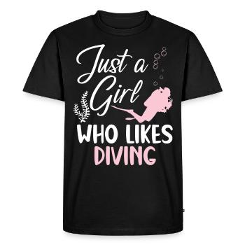 Just one girl who loves divers - Men's Premium Organic T-Shirt - black - Front - Nico (187cm)