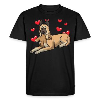 Laekenois Câlin Chien Berger Belge - T-shirt Premium bio Homme - noir - Devant - Nico (187cm)
