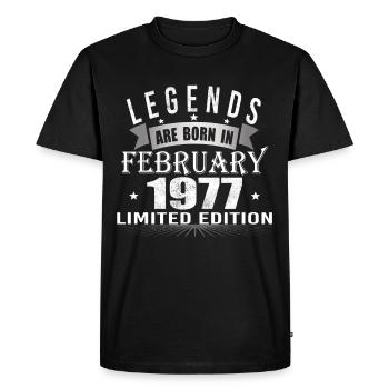 Legends are born in February 1977 - Men's Premium Organic T-Shirt - black - Front - Nico (187cm)
