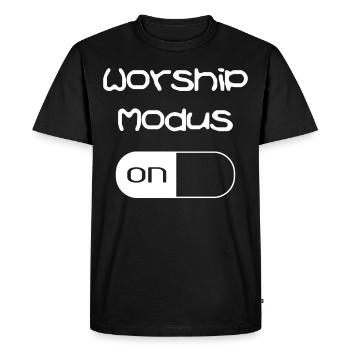 Mode d’adoration sur Jésus Bible Dicton chrétien - T-shirt Premium bio Homme - noir - Devant - Nico (187cm)