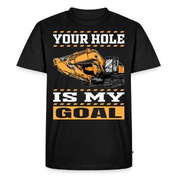 Votre trou est mon objectif - Opérateur de machine excavatrice - T-shirt Premium bio Homme - noir - Devant - Nico (187cm)