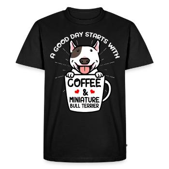 Miniature Bull Terrier Miniature Bull Terrier Café - T-shirt Premium bio Homme - noir - Devant - Nico (187cm)