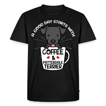 Patterdale Terrier Chien Fourrure Terrier Café - T-shirt Premium bio Homme - noir - Devant - Nico (187cm)