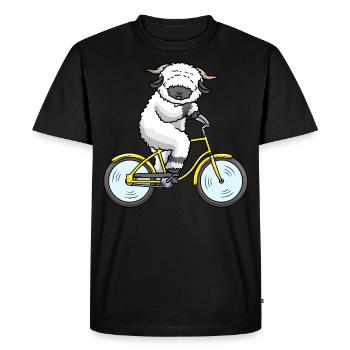 Moutons à nez noir du Valais sur un mouton à vélo - T-shirt Premium bio Homme - noir - Devant - Nico (187cm)