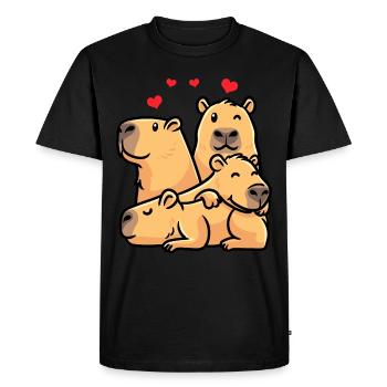 Capybara dans le style kawaii capybara Avec des cœurs - T-shirt Premium bio Homme - noir - Devant - Nico (187cm)
