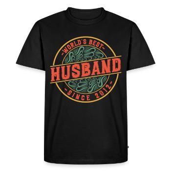 Meilleur mari depuis 2012 9ème anniversaire de mariage - T-shirt Premium bio Homme - noir - Devant - Nico (187cm)