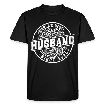 Meilleur mari depuis 2020 1er anniversaire de mariage - T-shirt Premium bio Homme - noir - Devant - Nico (187cm)
