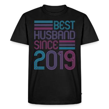 Meilleur mari depuis 2019 2ème anniversaire de mariage - T-shirt Premium bio Homme - noir - Devant - Nico (187cm)