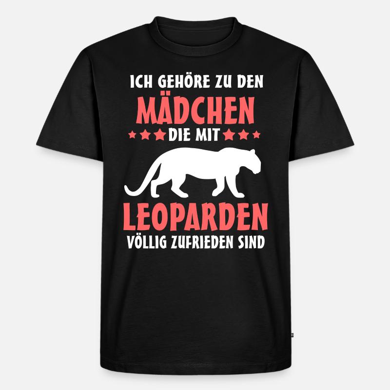 Leopard Mädchen Leoparden - Männer Premium Bio T-Shirt - Schwarz
