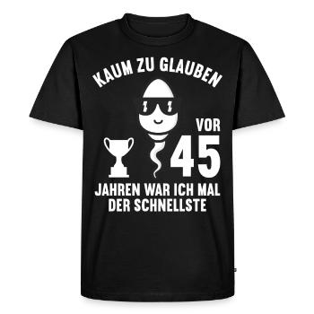 45 Jahre vor 45 Jahren schnellste 45. Geburtstag - Männer Premium Bio T-Shirt - Schwarz - Vorne - Nico (187cm)