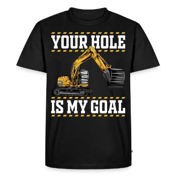 Votre trou est mon objectif - Opérateur de machine excavatrice - T-shirt Premium bio Homme - noir - Devant - Nico (187cm)
