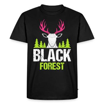 Bois de cerf de la Forêt-Noire Rose - T-shirt Premium bio Homme - noir - Devant - Nico (187cm)