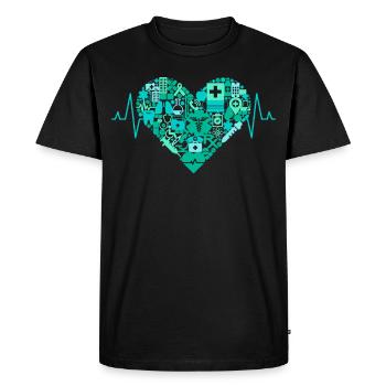 Service de secours cardiaque paramédical Heartbeat ECG Heart - T-shirt Premium bio Homme - noir - Devant - Nico (187cm)