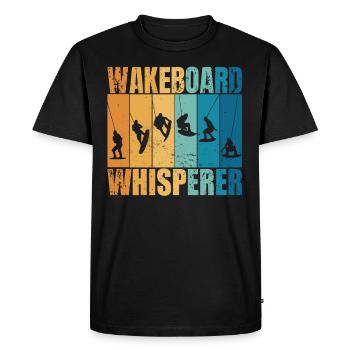 Wakeboard Whisperer Wakeboarding Wakeboarder - Men's Premium Organic T-Shirt - black - Front - Nico (187cm)