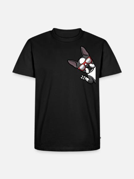 Chien Boston Terrier du côté du bouledogue de Boston - T-shirt Premium bio Homme - noir