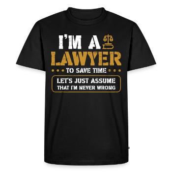 Faculté de droit & Avocat Je suis avocat Avocat Juridique - T-shirt Premium bio Homme - noir - Devant - Nico (187cm)