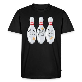 Bowling pin faces funny for bowling lovers - Men's Premium Organic T-Shirt - black - Front - Nico (187cm)