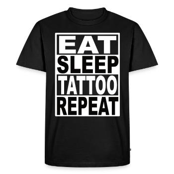 Manger le tatouage de sommeil Répéter - T-shirt Premium bio Homme - noir - Devant - Nico (187cm)