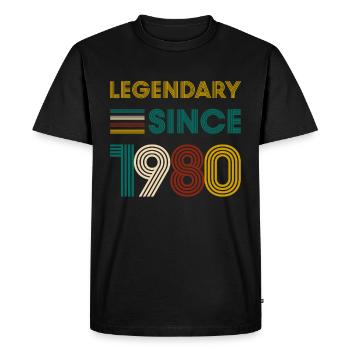 Vintage Legendary since 1980 birthday - Men's Premium Organic T-Shirt - black - Front - Nico (187cm)