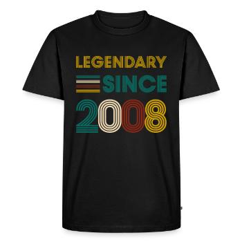 Vintage Legendary since 2008 birthday - Men's Premium Organic T-Shirt - black - Front - Nico (187cm)