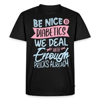 Sensibilisation au diabète pour un diabétique - T-shirt Premium bio Homme - noir - Devant - Nico (187cm)