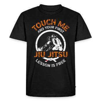 BJJ Brazilian Jiu Jitsu Jiu Jitsu Fighter - Men's Premium Organic T-Shirt - black - Front - Nico (187cm)