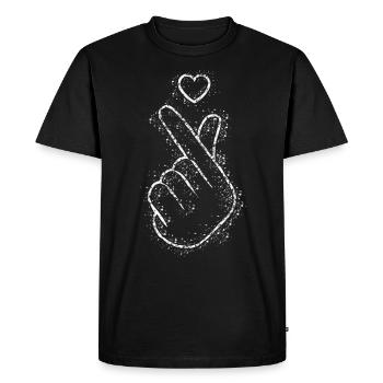 Kpop Saranghae Finger Heart K-Pop - Men's Premium Organic T-Shirt - black - Front - Nico (187cm)