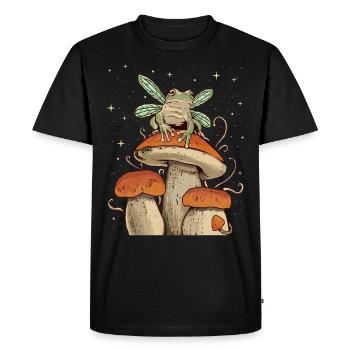 Cottagecore Esthétique Fée Grenouille sur Champignon - T-shirt Premium bio Homme - noir - Devant - Nico (187cm)