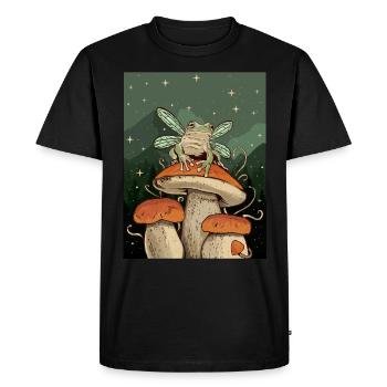Cottagecore Esthétique Fée Grenouille sur Champignon - T-shirt Premium bio Homme - noir - Devant - Nico (187cm)