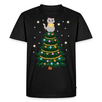 Chat Noël Arbre de Noël Arbre de Noël - T-shirt Premium bio Homme - noir - Devant - Nico (187cm)