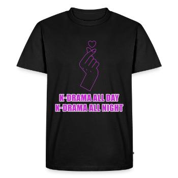 Kdrama Toute la journée Kdrama Toute la nuit Saranghae Corée Fa - T-shirt Premium bio Homme - noir - Devant - Nico (187cm)