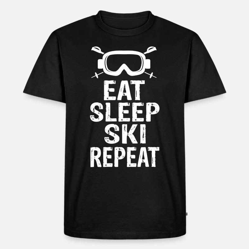 Eat Sleep Ski Repeat - Männer Premium Bio T-Shirt - Schwarz