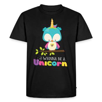 Hibou licorne - T-shirt Premium bio Homme - noir - Devant - Nico (187cm)