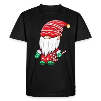 Gnome avec canne à bonbons - T-shirt Premium bio Homme - noir - Devant - Nico (187cm)