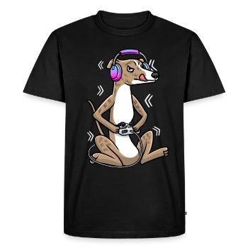 Galgo Español Dog Video Game Player Play - Men's Premium Organic T-Shirt - black - Front - Nico (187cm)