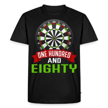 One Hundred And Eighty 180 Dart Dartspieler - Männer Premium Bio T-Shirt - Schwarz - Vorne - Nico (187cm)